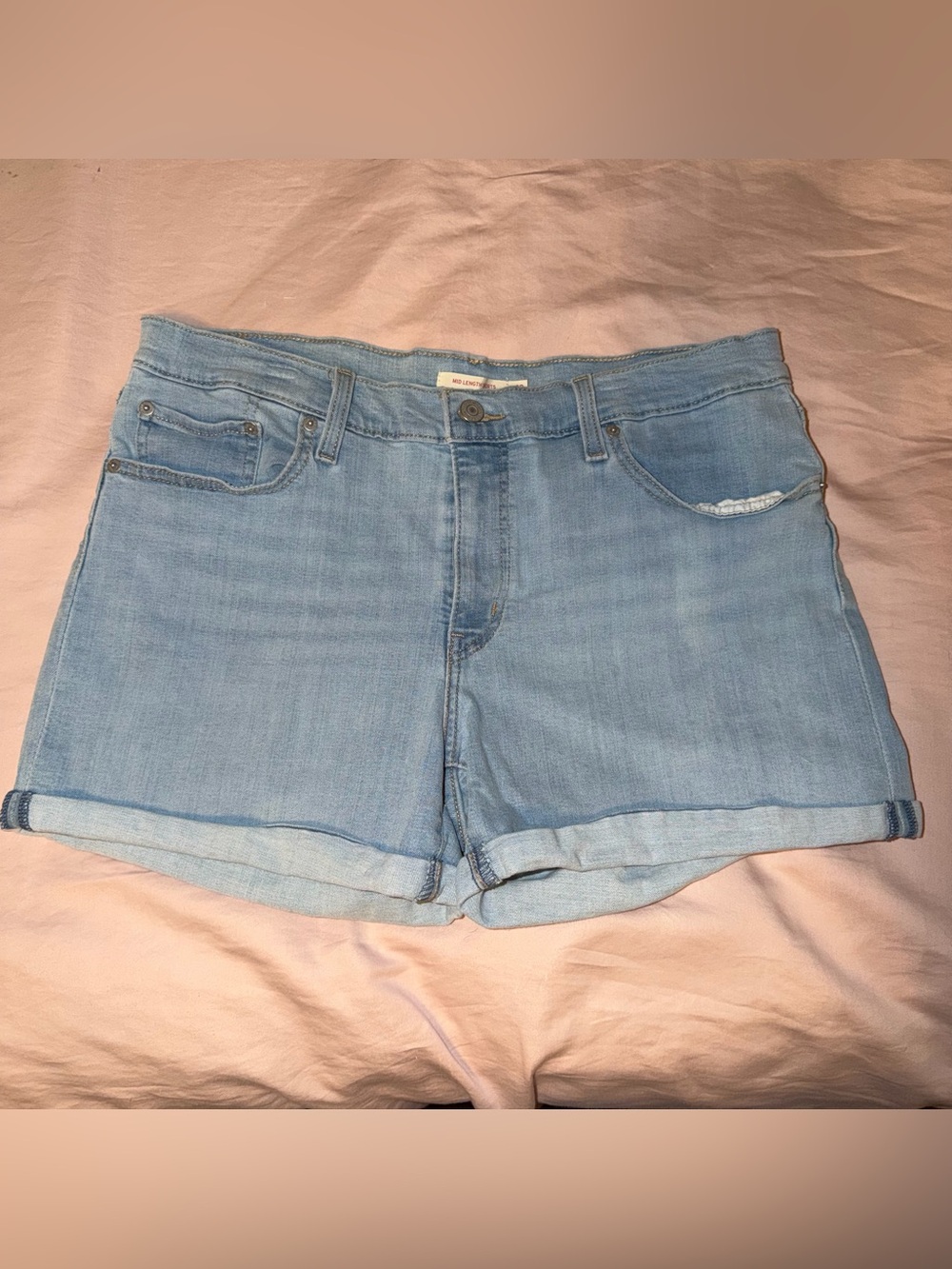 Levi's Light Wash Cuffed Denim Shorts